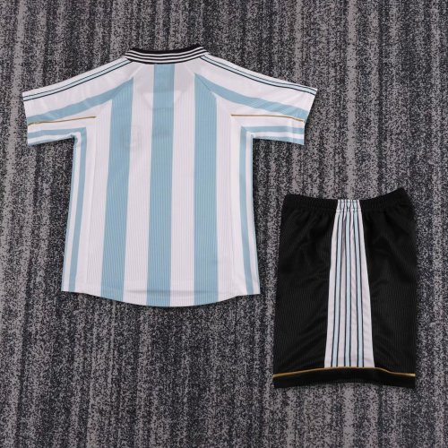 1998 Argentina Home Kids Retro Soccer Jersey
