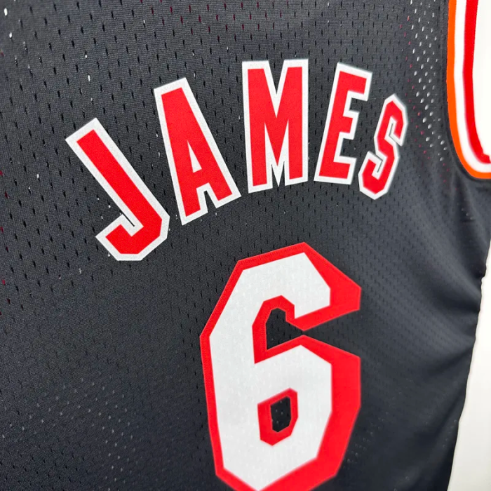 2013-2014 HEAT JAMES #6 Black Retro Top Quality Hot Pressing NBA Jersey
