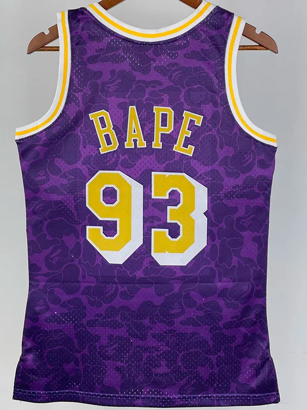 2023 LAKERS & BAPE #93 Purple Top Quality Hot Pressing NBA Jersey