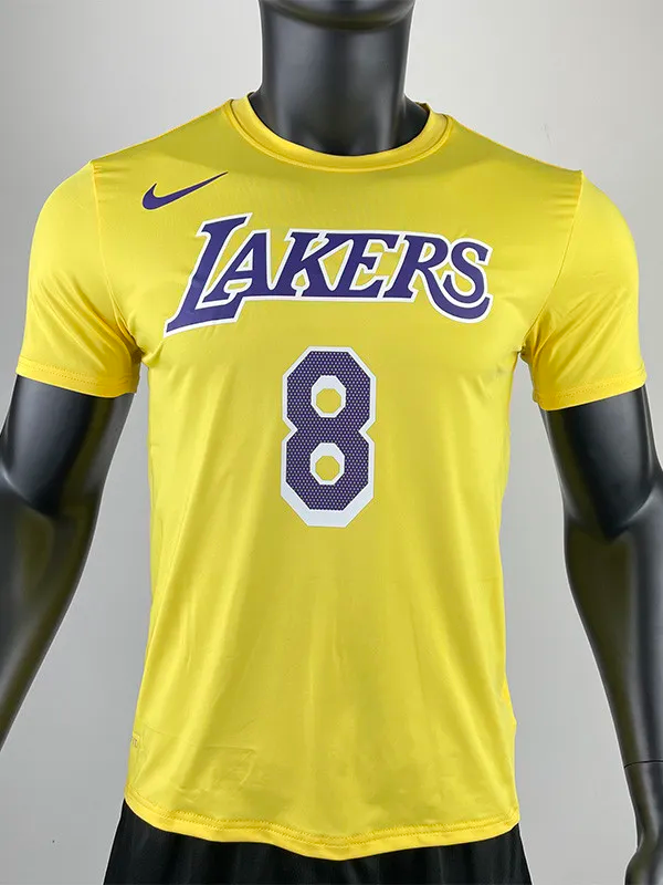 2023 LAKERS BRYANT #8 Yellow Quick drying T-shirt