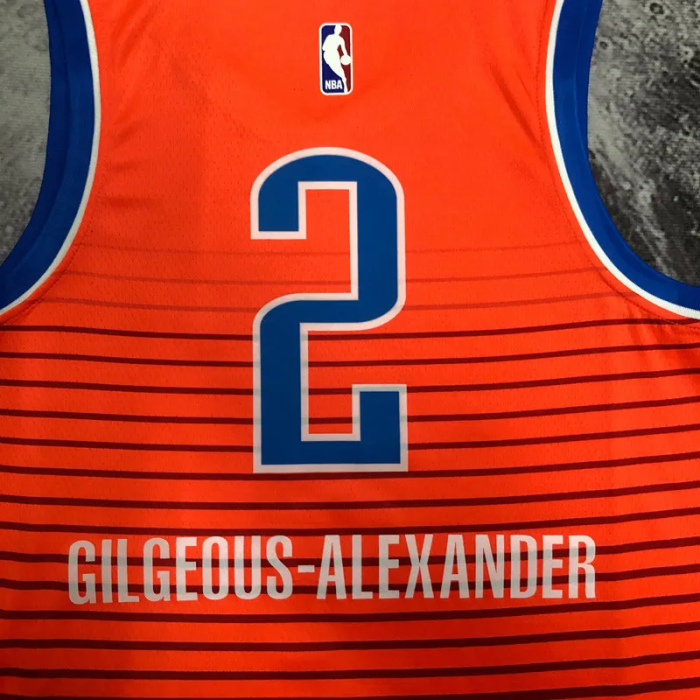 OKC GILGEOUS-ALEXANDER #2 Orange Top Quality Hot Pressing NBA Jersey (Trapeze Edition)