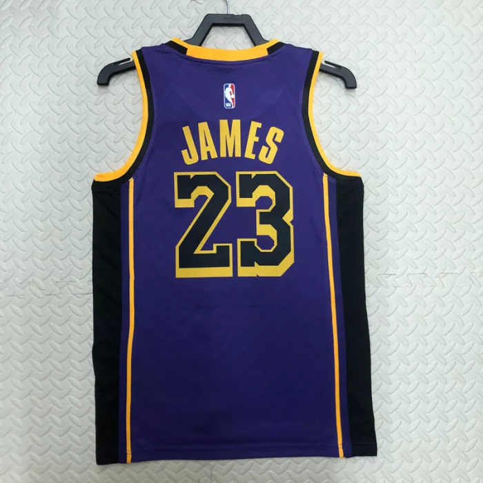 22-23 LAKERS JAMES #23 Purple Top Quality Hot Pressing NBA Jersey (Trapeze Edition)