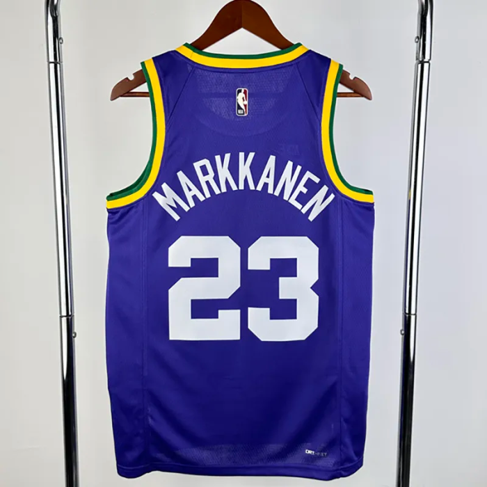 23-24 JAZZ MARKKANEN #23 purple Top Quality Top Quality Hot Pressing NBA Jersey (Retro Logo)