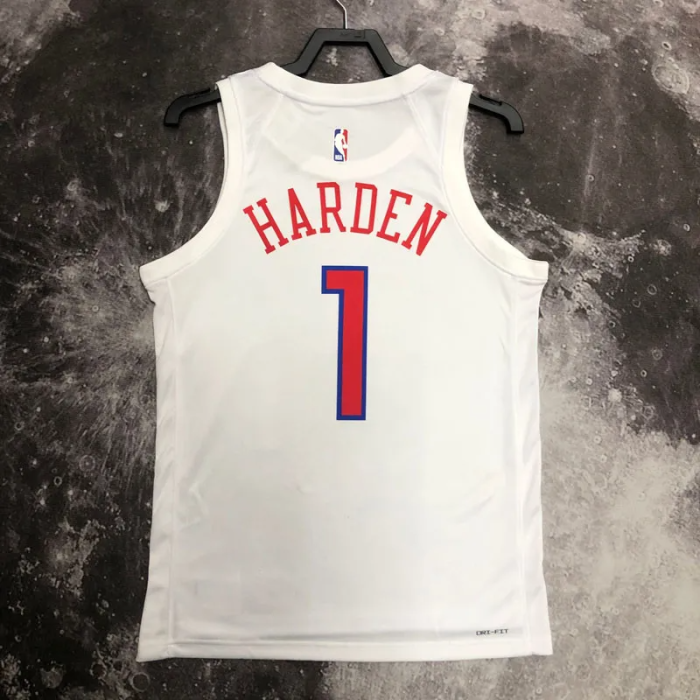 22-23 76ERS HARDEN #1 White City Edition Top Quality Hot Pressing NBA Jersey