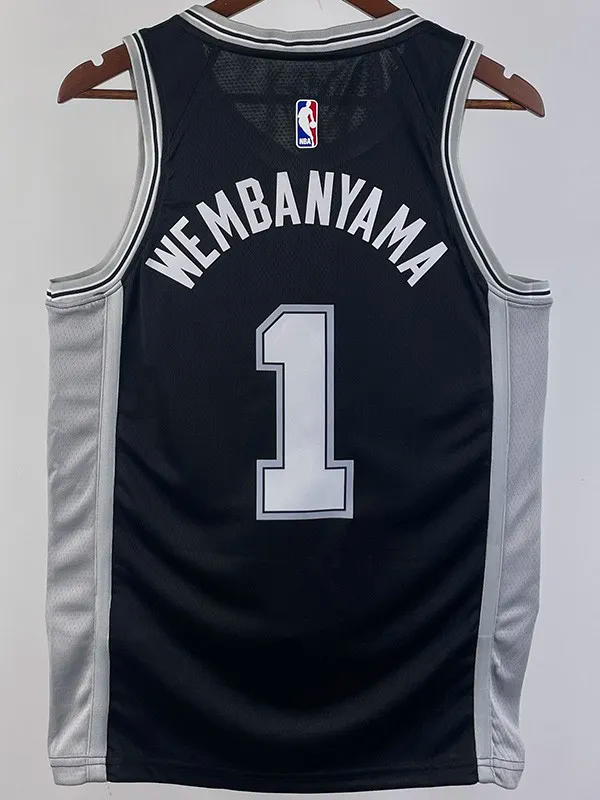 22-23 SA Spurs WEMBANYAMA #1 Black Top Quality Hot Pressing NBA Jersey