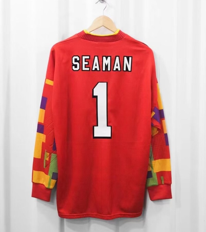 1996 England Goalkeeper Retro Long Sleeve Soccer Jersey