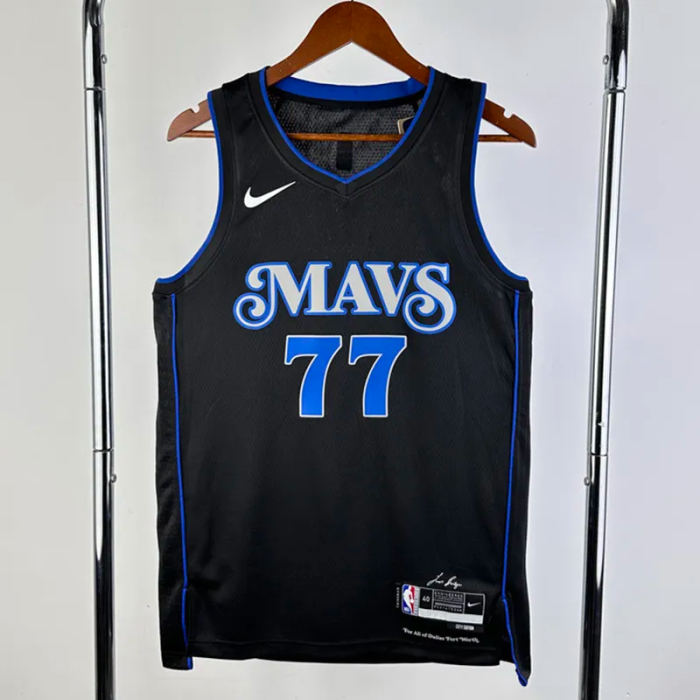 23-24 Dallas Mavericks DONCIC #77 Black City Edition Top Quality Hot Pressing NBA Jersey(V领)