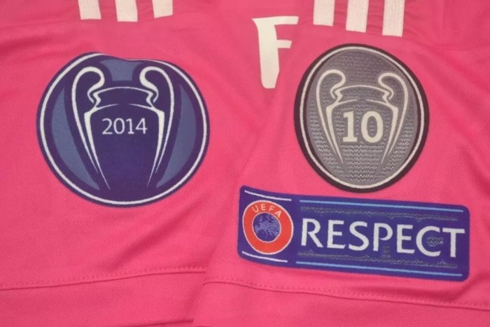 2014-2015 RMA Away Pink Long Sleeve Retro Soccer Jersey