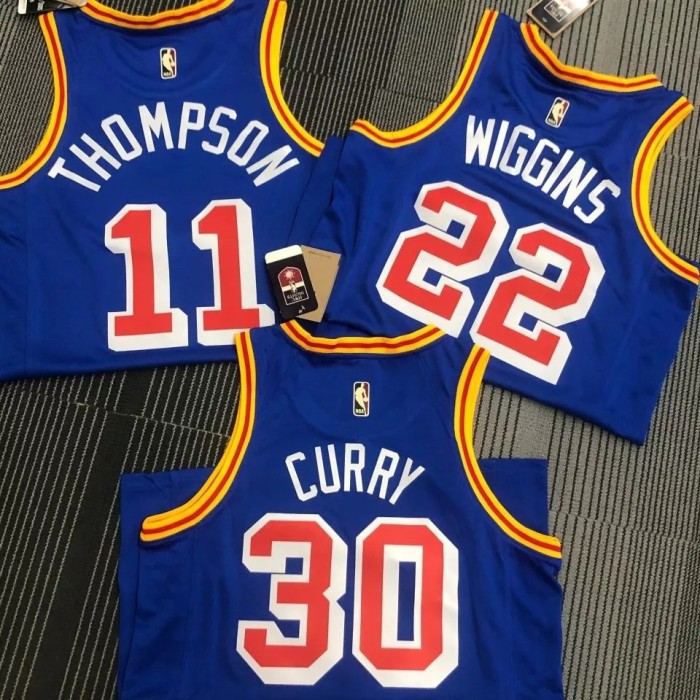 WARRIORS WIGGINS #22 Blue 75th Anniversary Retro NBA Jersey
