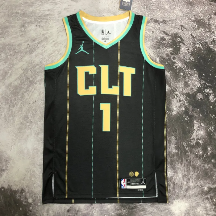 22-23 HORNETS BALL #1 Black City Edition Top Quality Hot Pressing NBA Jersey