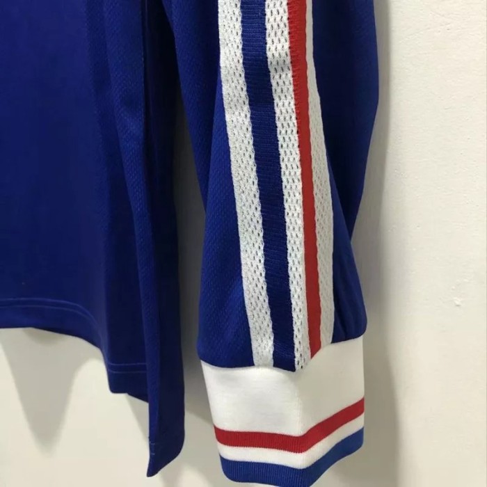 1998 France Home Long Sleeve Retro Soccer Jersey(带决赛字)