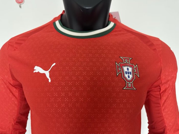 25-26 Portugal Home Long Sleeve Player Version Soccer Jersey (长袖球员)