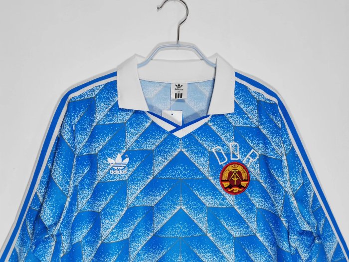 1988 Germany Away Blue Long sleeves Retro Soccer Jersey