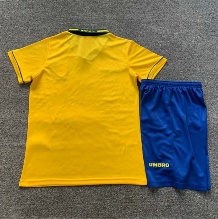 1994 Brazil Home Retro Kids Soccer Jersey