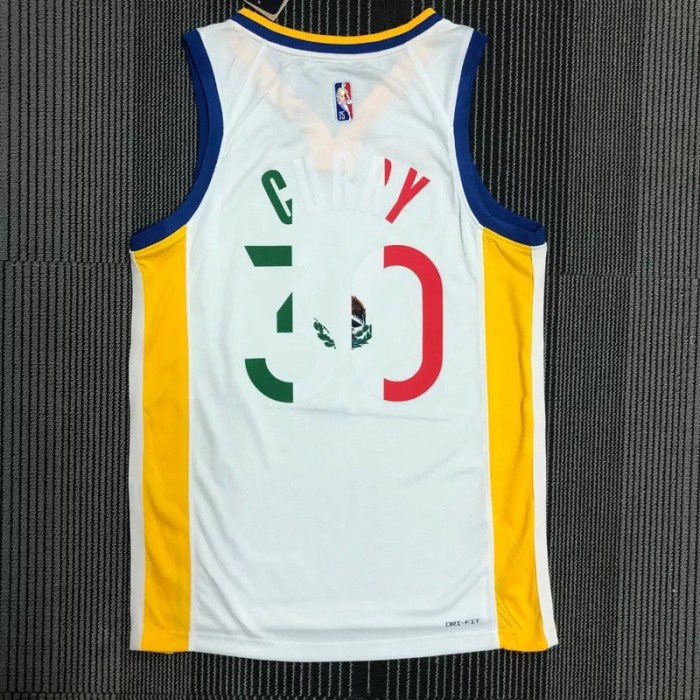 21-22 Warriors CURRY #30 'Mexico' White City Edition Top Quality Hot Pressing NBA Jersey