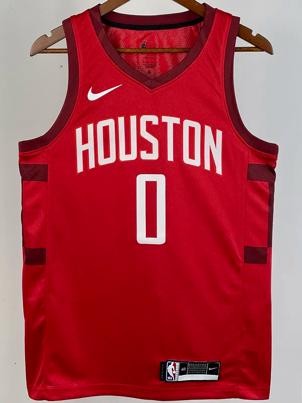 2018-19 ROCKETS WESTBROOK #0 Red Retro Top Quality Hot Pressing NBA Jersey