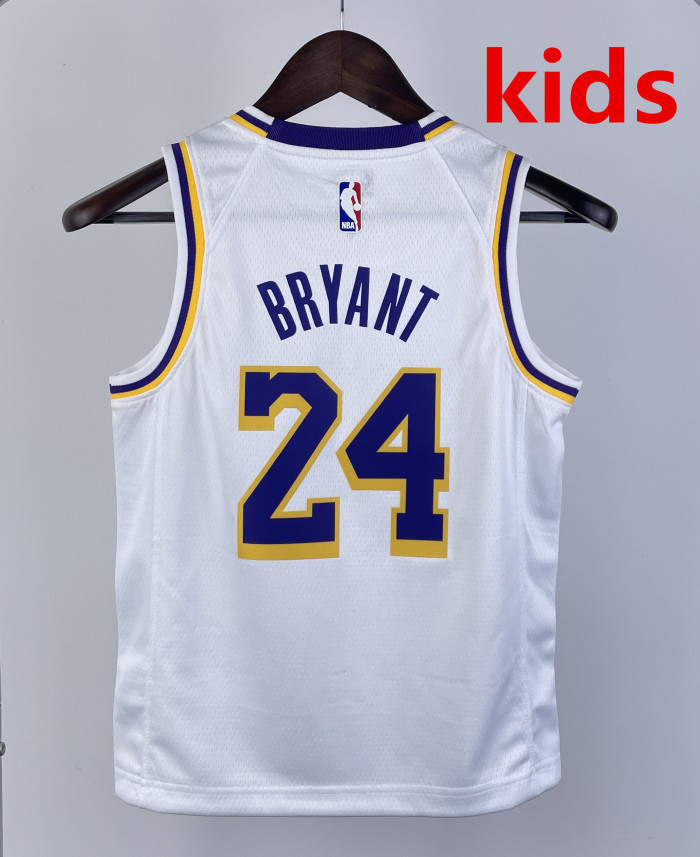 2023 LAKERS BRYANT #24 White MAMBA Top Quality Hot Pressing Kids NBA Jersey