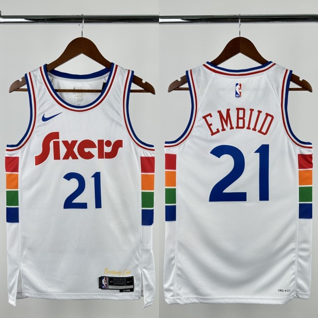 24-25 76ERS EMBIID #21 White City Edition Top Quality Hot Pressing NBA Jersey