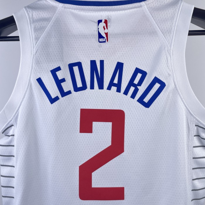 2023 Clippers LEONARD #2 White Top Quality Hot Pressing Kids NBA Jersey