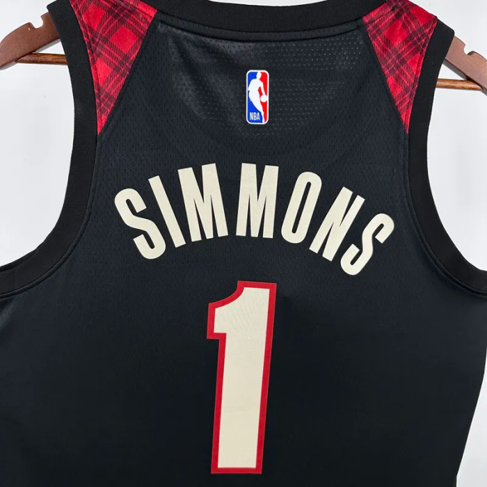 23-24 Trail Blazers SIMMONS #1 Black City Edition Top Quality Hot Pressing NBA Jersey