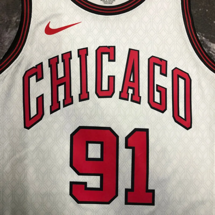 22-23 Bulls RODMAN #91 White City Edition Top Quality Hot Pressing NBA Jersey