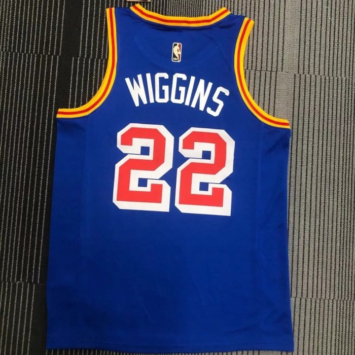 WARRIORS WIGGINS #22 Blue 75th Anniversary Retro NBA Jersey