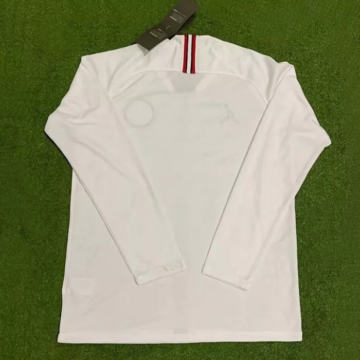 2018-2019 PSG Paris Jordan White Long Sleeve Retro Soccer Jersey