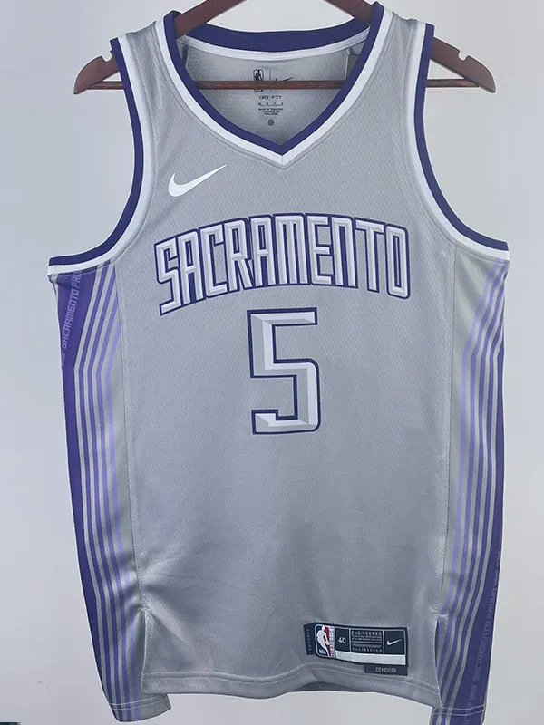 22-23 Kings FOX #5 Grey City Edition Top Quality Hot Pressing NBA Jersey