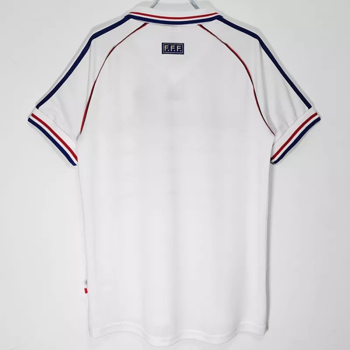 1998 France Away White Retro Soccer Jersey