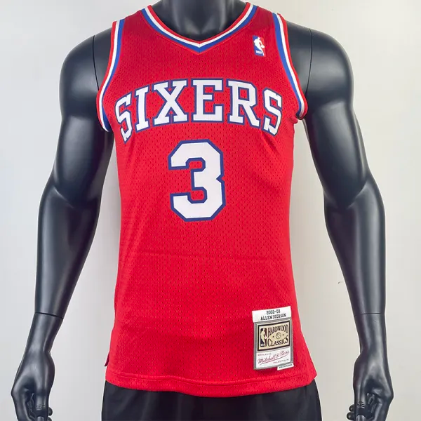 1996-97 76ERS IVERSON #3 Red Retro Top Quality Hot Pressing NBA Jersey