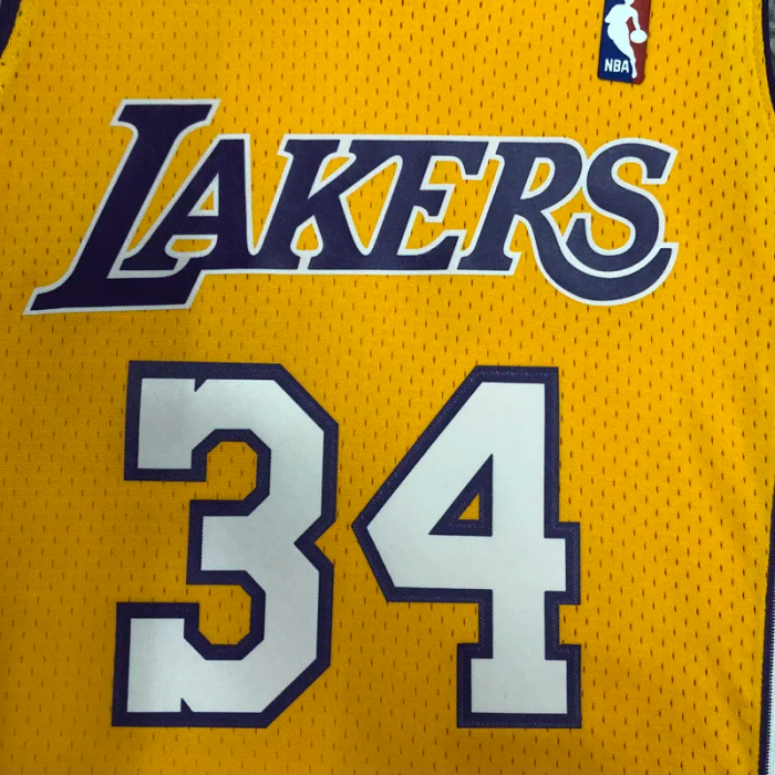 2000 LAKERS O‘NEAL #34 Yellow Retro Top Quality Hot Pressing NBA Jersey