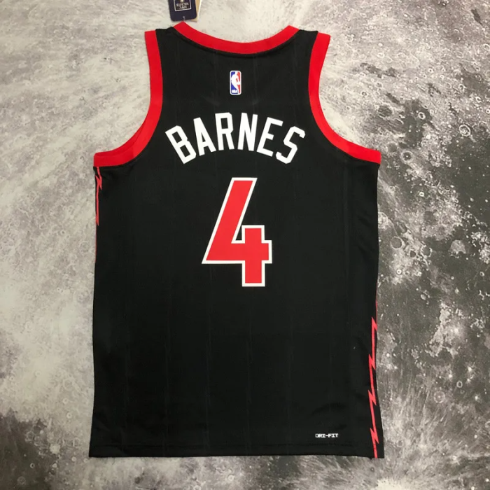 22-23 RAPTORS BARNES #4 Black red Top Quality Hot Pressing NBA Jersey (Trapeze Edition)