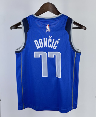 2023 Dallas Mavericks DONCIC #77 Blue Top Quality Hot Pressing Kids NBA Jersey