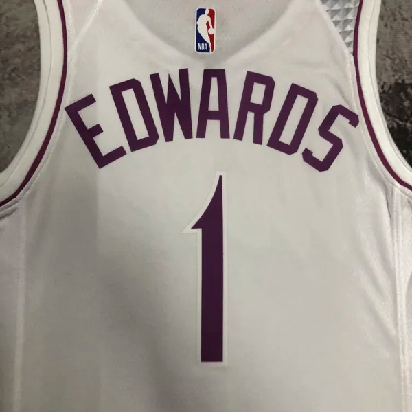 2018-19 Timberwolves EDWARDS #1 White Retro Top Quality Hot Pressing NBA Jersey