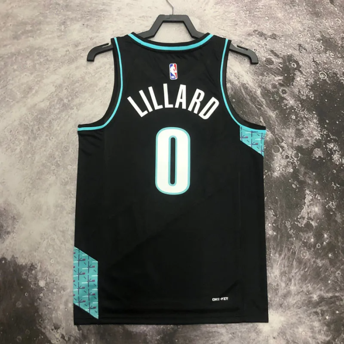 22-23 Trail Blazers LILLARD #0 Black City Edition Top Quality Hot Pressing NBA Jersey