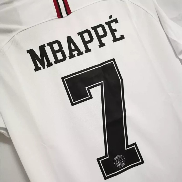 2018-2019 PSG Paris Jordan White Long Sleeve Retro Soccer Jersey