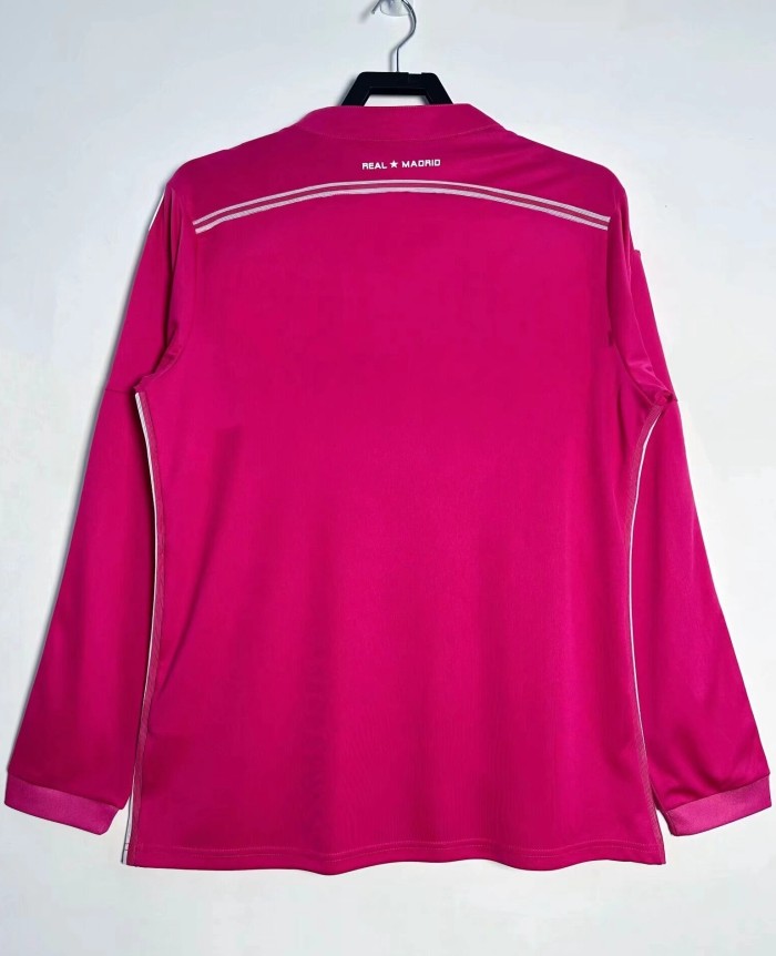 2014-2015 RMA Away Pink Long Sleeve Retro Soccer Jersey