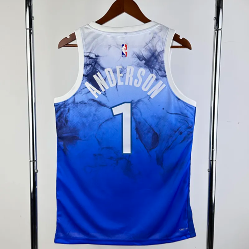 23-24 Timberwolves ANDERSON #1 Blue City Edition Top Quality Hot Pressing NBA Jersey