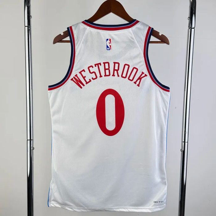 24-25 Clippers WESTBROOK #0 White City Edition Home Top Quality Hot Pressing NBA Jersey
