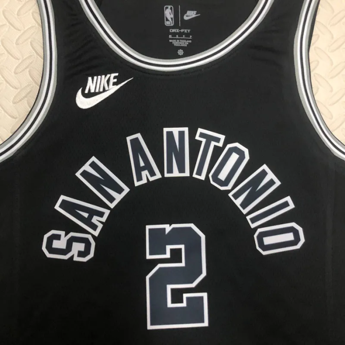 22-23 SA Spurs LEONARD #2 Black Top Quality Hot Pressing NBA Jersey (Retro Logo)