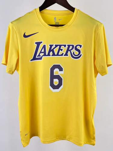 2023 LAKERS JAMES #6 Yellow Quick drying T-shirt