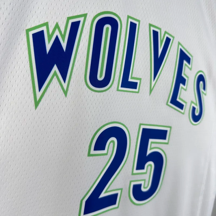 23-24 TIMBERWOLVES ROSE #25 White Top Quality Hot Pressing NBA Jersey (Retro Logo)