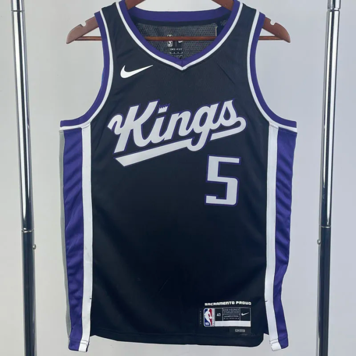 23-24 Kings FOX #5 Black Top Quality Hot Pressing NBA Jersey