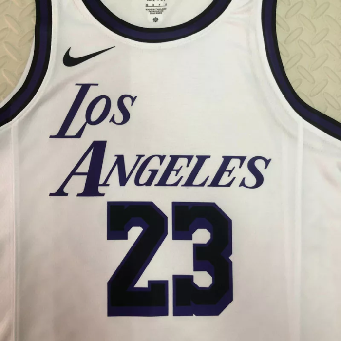 22-23 LAKERS JAMES #23 White City Edition Top Quality Hot Pressing NBA Jersey