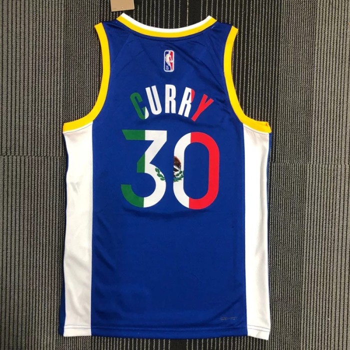 21-22 Warriors CURRY #30 'Mexico' Blue City Edition Top Quality Hot Pressing NBA Jersey