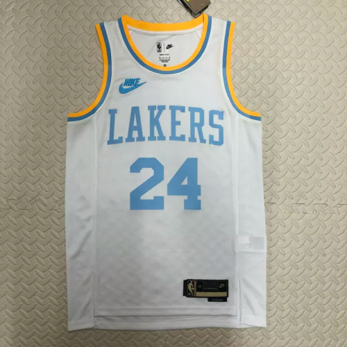 22-23 LAKERS BRYANT #24 White Top Quality Hot Pressing NBA Jersey (Retro Logo)