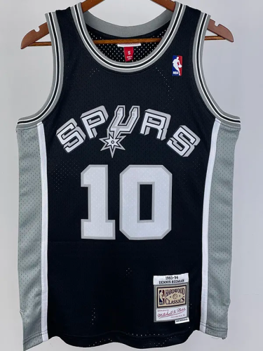 1993-94 SA Spurs RODMAN #10 Black Retro Top Quality Hot Pressing NBA Jersey