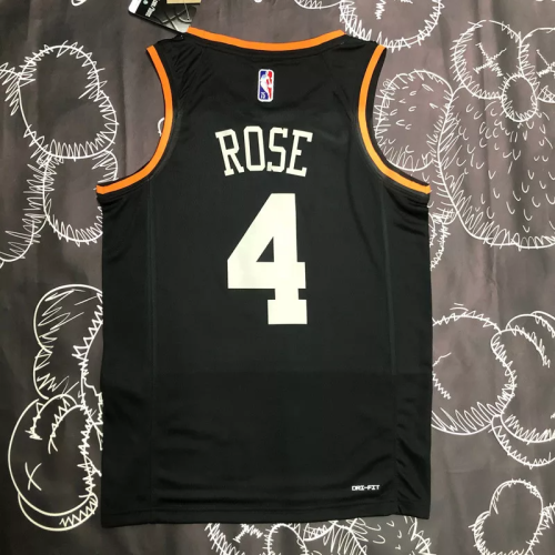 KNICKS Glory version ROSE #4 Black Top Quality Hot Pressing NBA Jersey