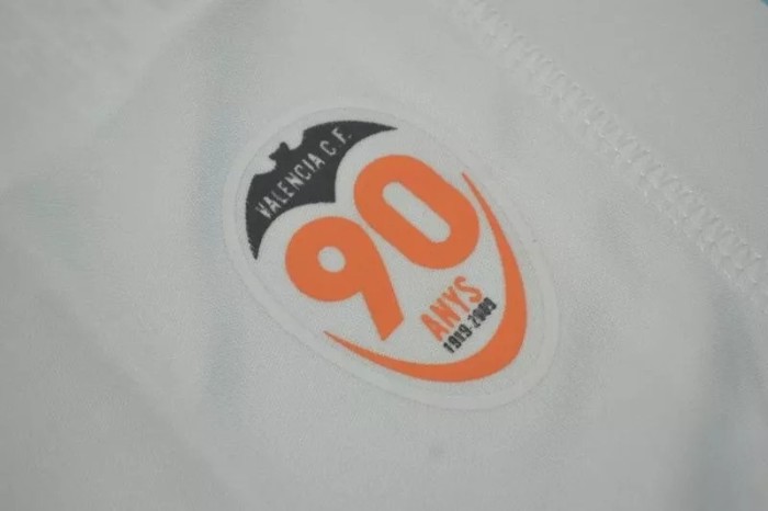 2009 Valencia Home White Retro Soccer Jersey