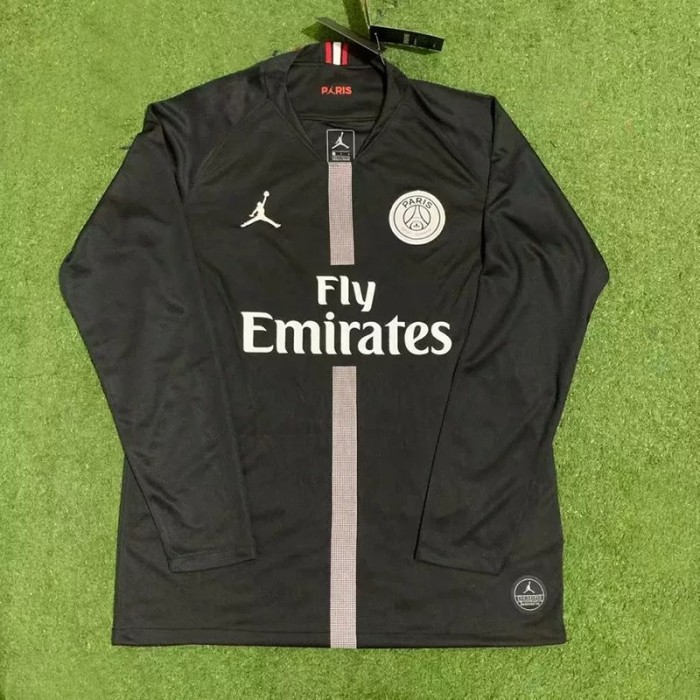 2018-2019 PSG Paris Jordan Black Long Sleeve Retro Soccer Jersey